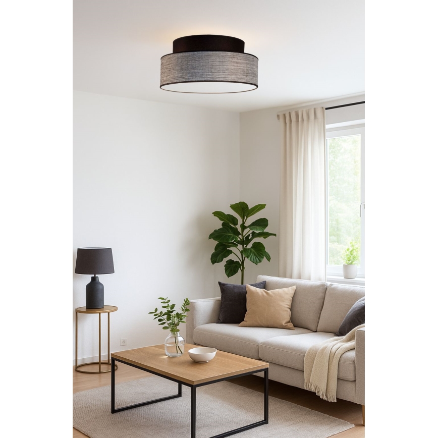Loftlampe GRACE 1xE27/60W/230V diameter 40 cm sort/grå
