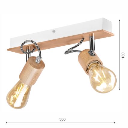 Loftlampe GUSTAVO 2xE27/60W/230V bøg - FSC certificeret