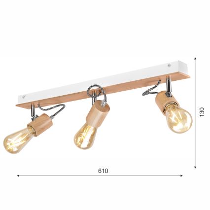 Loftlampe GUSTAVO 3xE27/60W/230V bøg - FSC certificeret