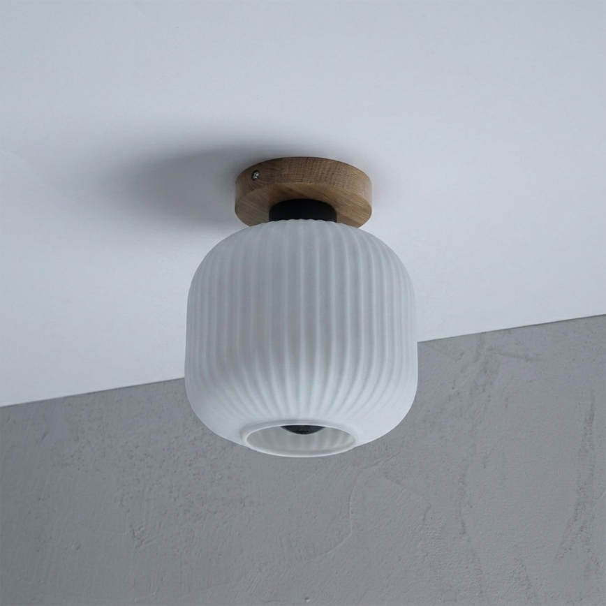 Loftlampe HARMA WOOD 1xE27/15W/230V eg/hvid Ø 20 cm
