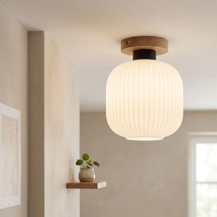 Loftlampe HARMA WOOD 1xE27/15W/230V eg/hvid Ø 20 cm