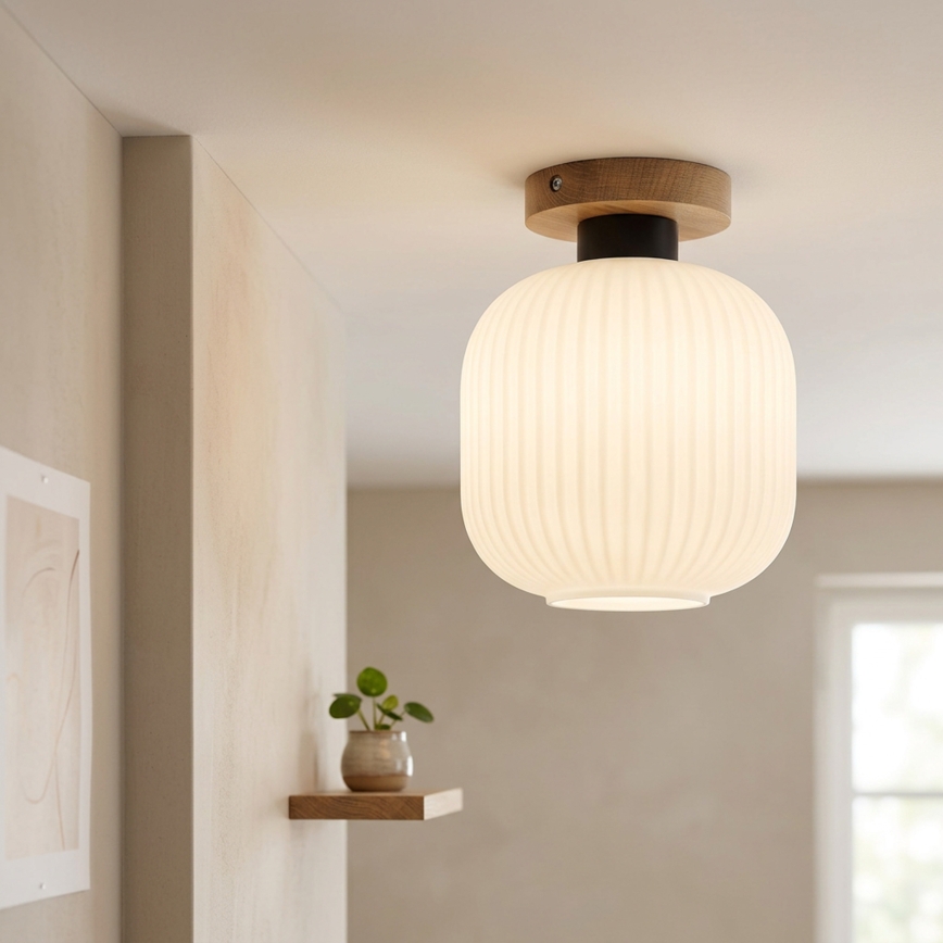 Loftlampe HARMA WOOD 1xE27/15W/230V eg/hvid Ø 20 cm