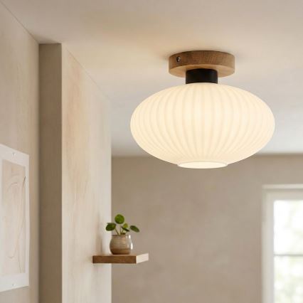 Loftlampe HARMA WOOD 1xE27/15W/230V eg/hvid Ø 25 cm
