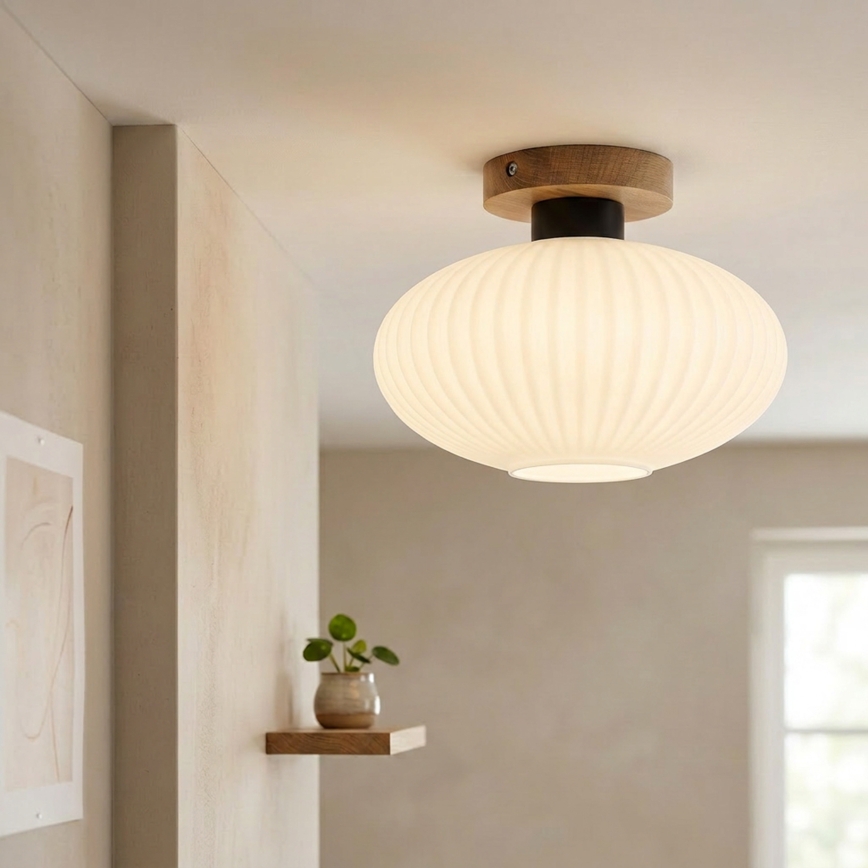 Loftlampe HARMA WOOD 1xE27/15W/230V eg/hvid Ø 25 cm