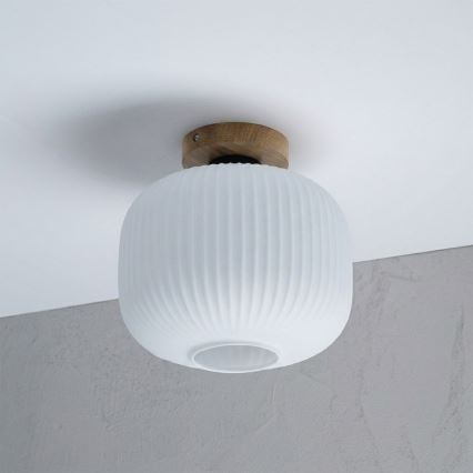 Loftlampe HARMA WOOD 1xE27/15W/230V eg/hvid Ø 25 cm