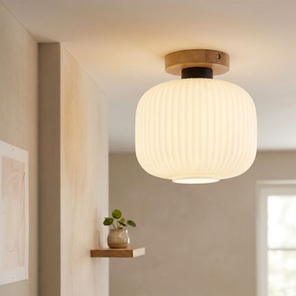 Loftlampe HARMA WOOD 1xE27/15W/230V eg/hvid Ø 25 cm