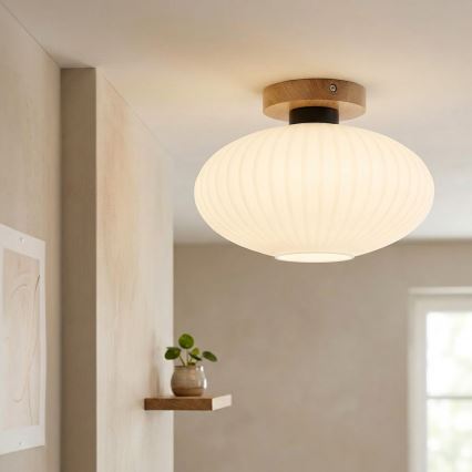 Loftlampe HARMA WOOD 1xE27/15W/230V eg/hvid Ø 30 cm