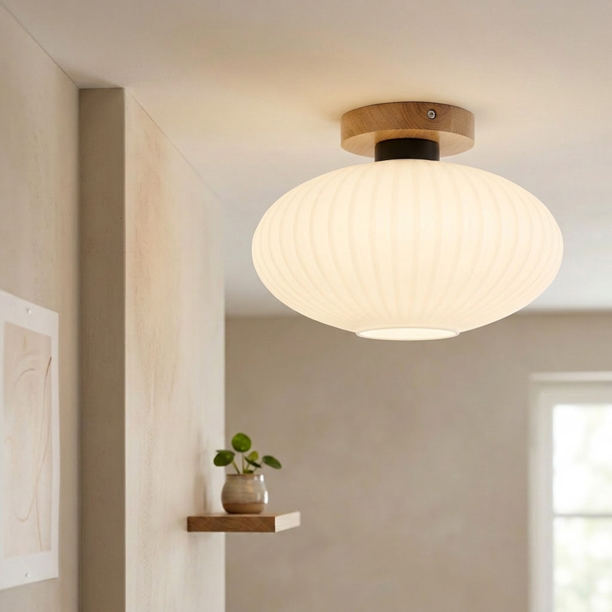 Loftlampe HARMA WOOD 1xE27/15W/230V eg/hvid Ø 30 cm
