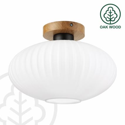 Loftlampe HARMA WOOD 1xE27/15W/230V eg/hvid Ø 30 cm