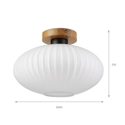 Loftlampe HARMA WOOD 1xE27/15W/230V eg/hvid Ø 30 cm
