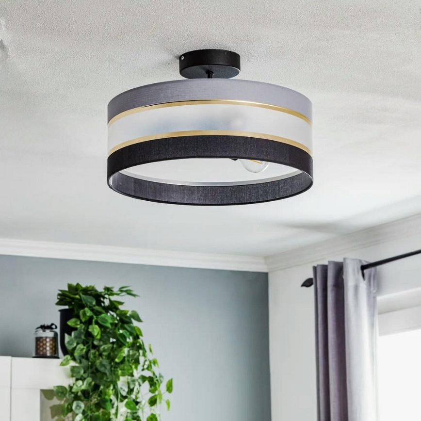Loftlampe HELEN 3xE27/15W/230V sort/grå/gylden
