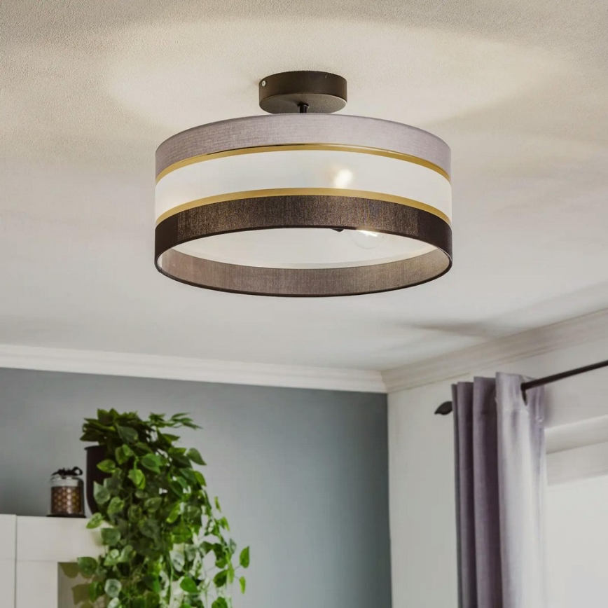 Loftlampe HELEN 3xE27/15W/230V sort/grå/gylden