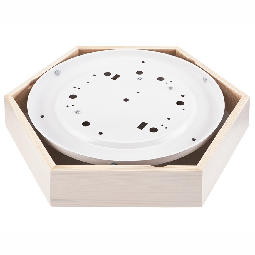 Loftlampe HEX 2xE27/60W/230V diam. 43 cm fyrretræ hvid