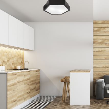 Loftlampe HEX 2xE27/60W/230V diameter 43 cm fyrretræ wenge