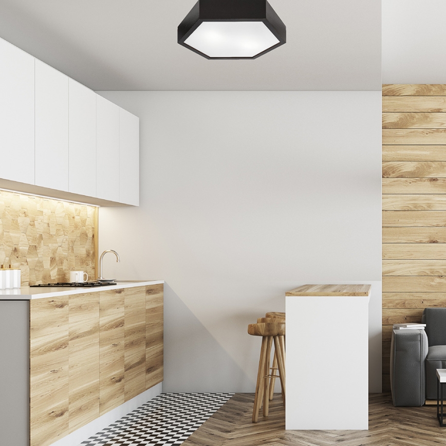 Loftlampe HEX 2xE27/60W/230V diameter 43 cm fyrretræ wenge