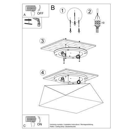 Loftlampe HEXA 2xE27/60W/230V sort