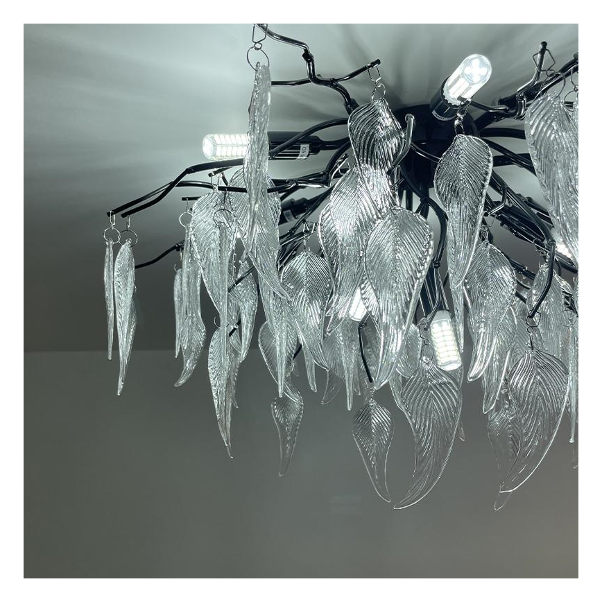 Loftlampe i krystal 10xG9/40W/230V sort