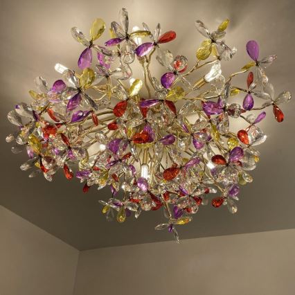 Loftlampe i krystal 12xG9/40W/230V farverig