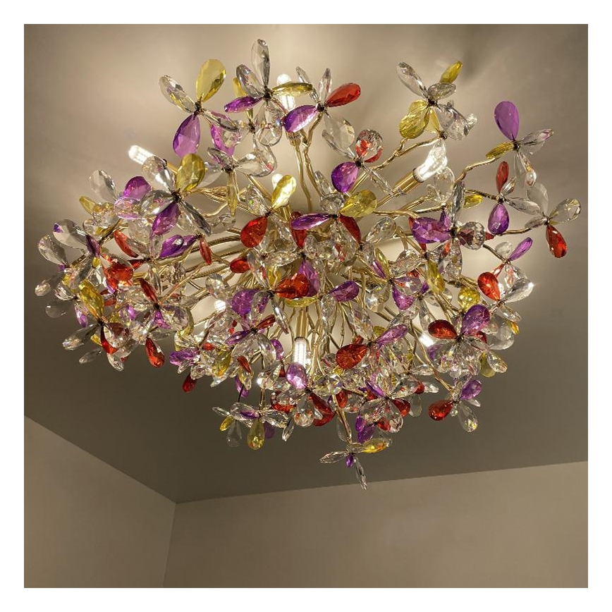 Loftlampe i krystal 12xG9/40W/230V farverig