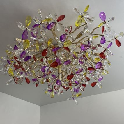 Loftlampe i krystal 12xG9/40W/230V farverig