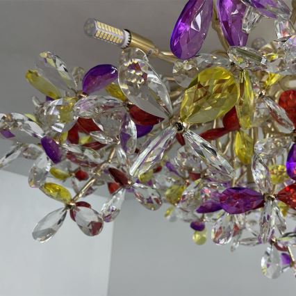 Loftlampe i krystal 12xG9/40W/230V farverig