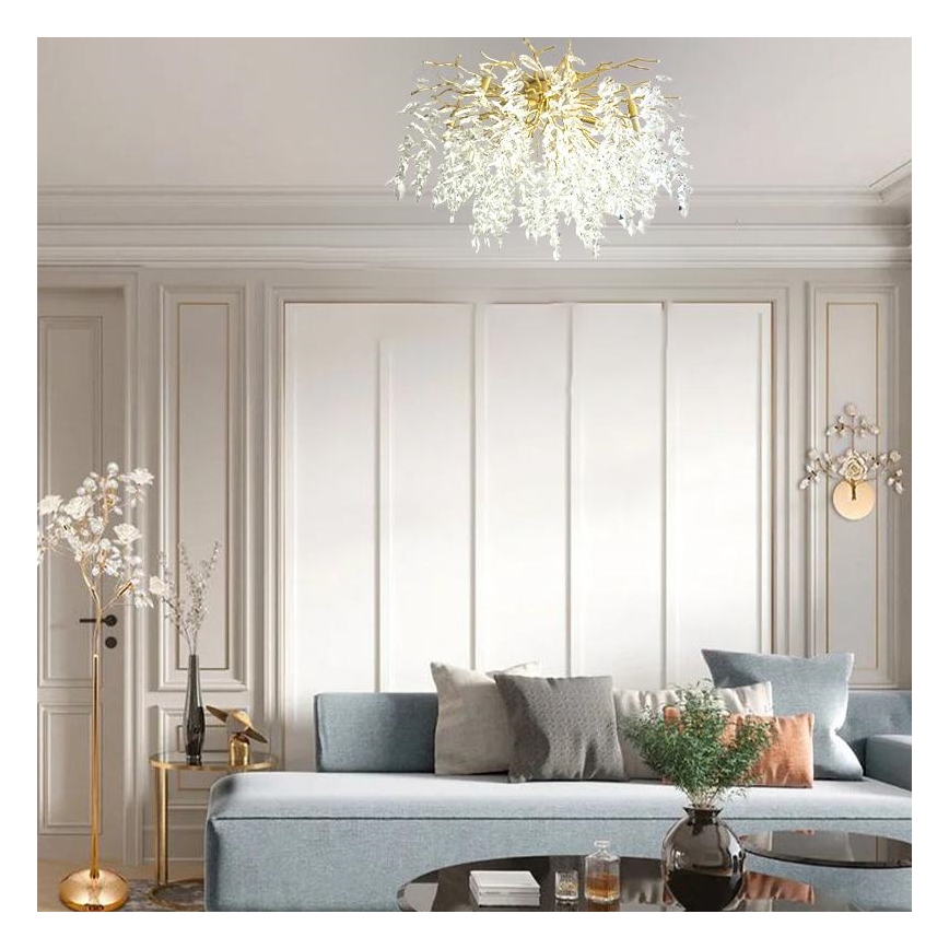 Loftlampe i krystal 12xG9/40W/230V guldfarvet