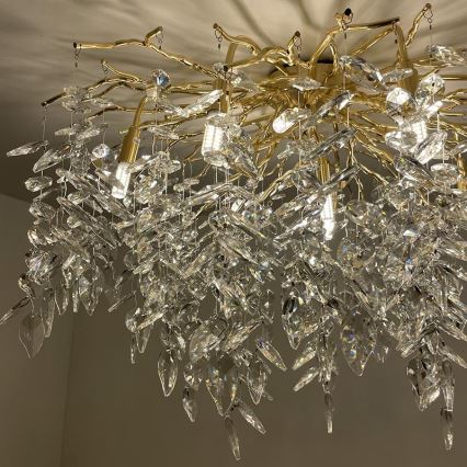 Loftlampe i krystal 12xG9/40W/230V guldfarvet