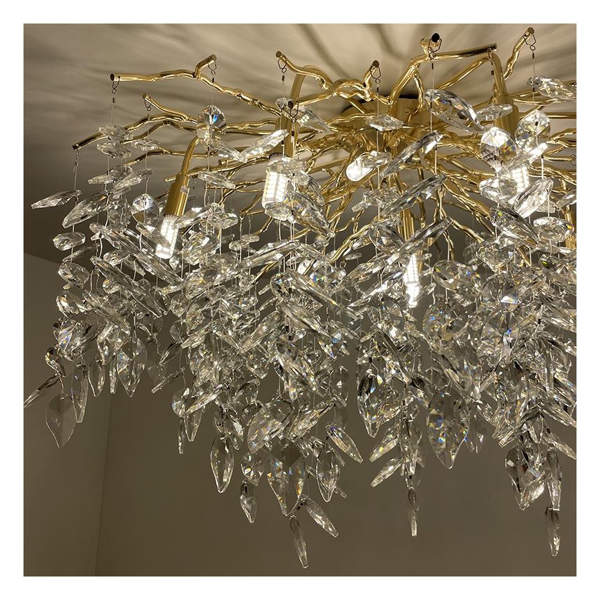 Loftlampe i krystal 12xG9/40W/230V guldfarvet