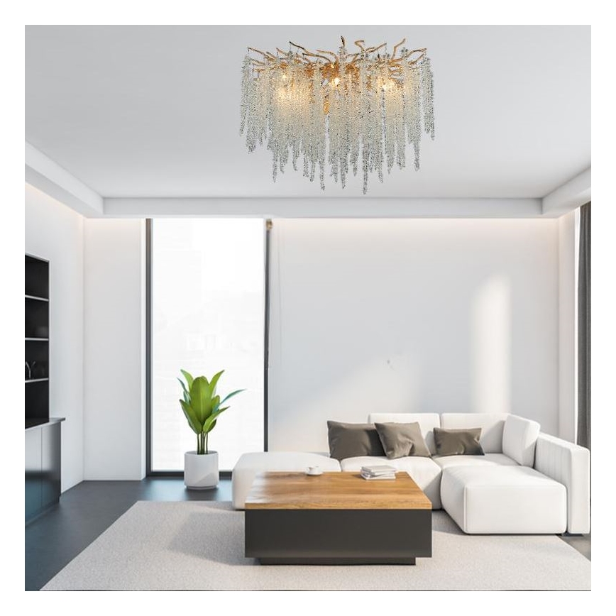 Loftlampe i krystal 12xG9/40W/230V guldfarvet