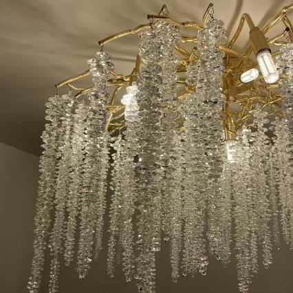 Loftlampe i krystal 12xG9/40W/230V guldfarvet