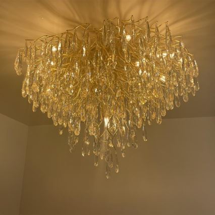 Loftlampe i krystal 12xG9/40W/230V guldfarvet
