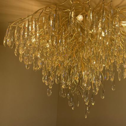 Loftlampe i krystal 12xG9/40W/230V guldfarvet