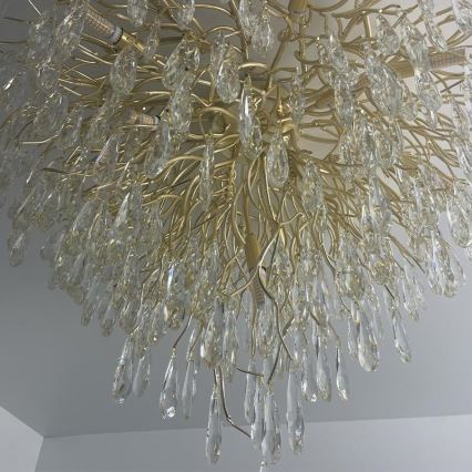 Loftlampe i krystal 12xG9/40W/230V guldfarvet