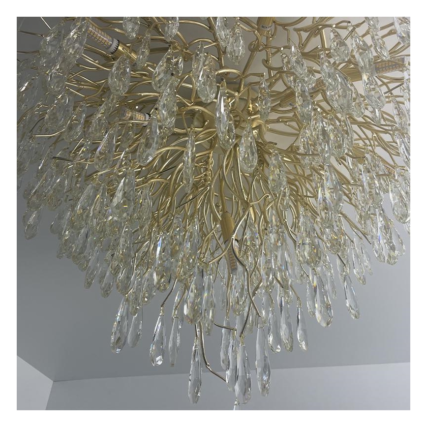 Loftlampe i krystal 12xG9/40W/230V guldfarvet