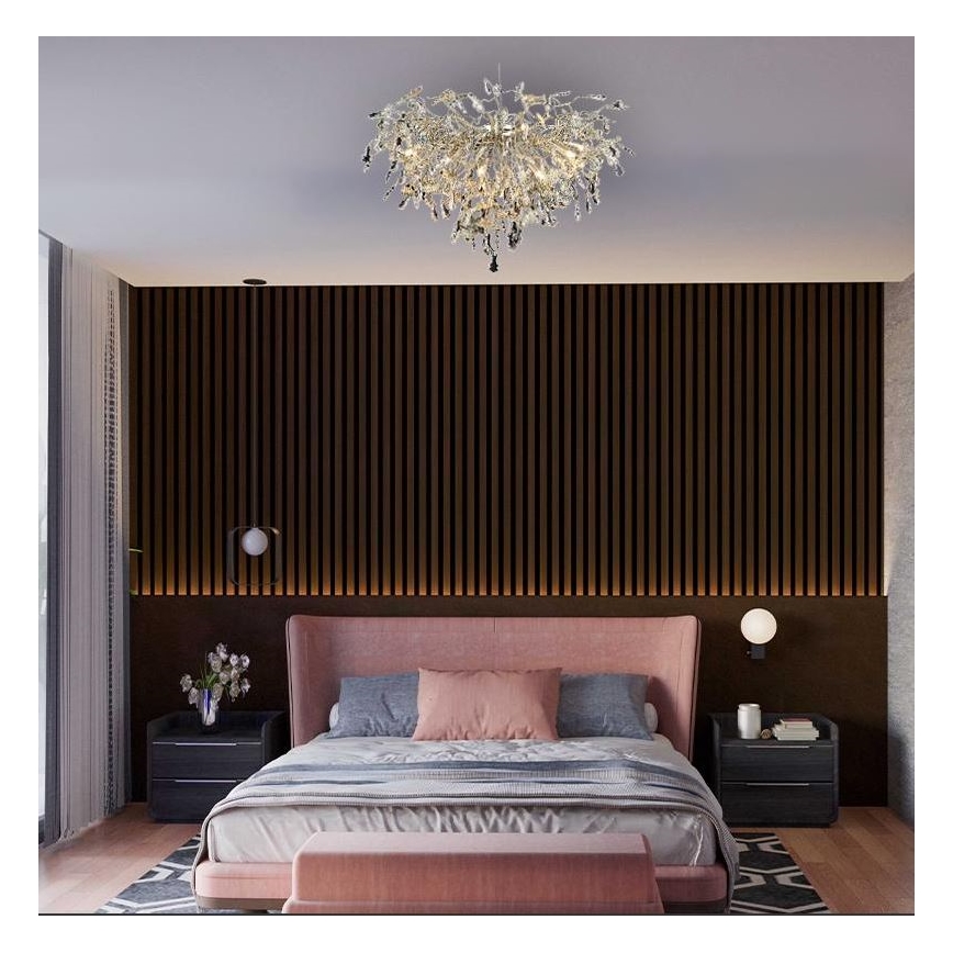 Loftlampe i krystal 12xG9/40W/230V skinnende krom