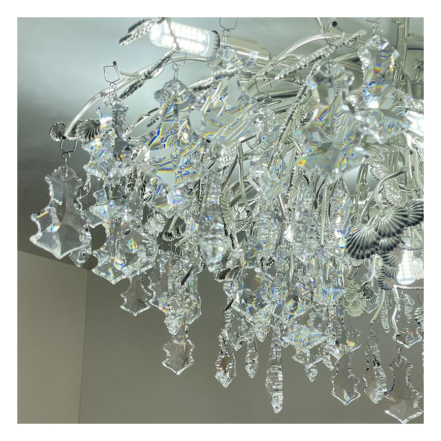 Loftlampe i krystal 12xG9/40W/230V skinnende krom