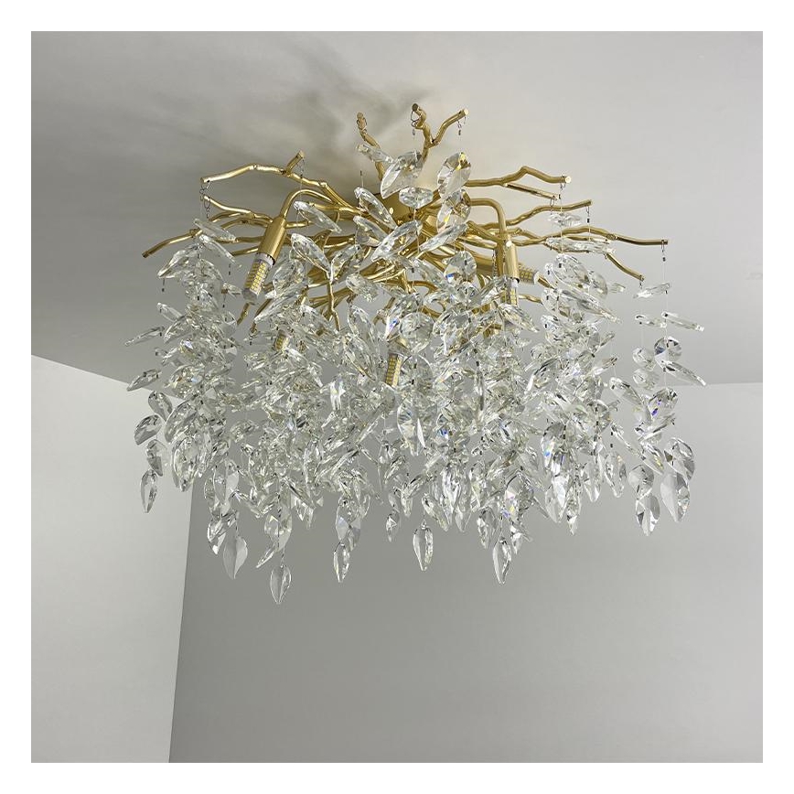 Loftlampe i krystal 9xG9/40W/230V guldfarvet