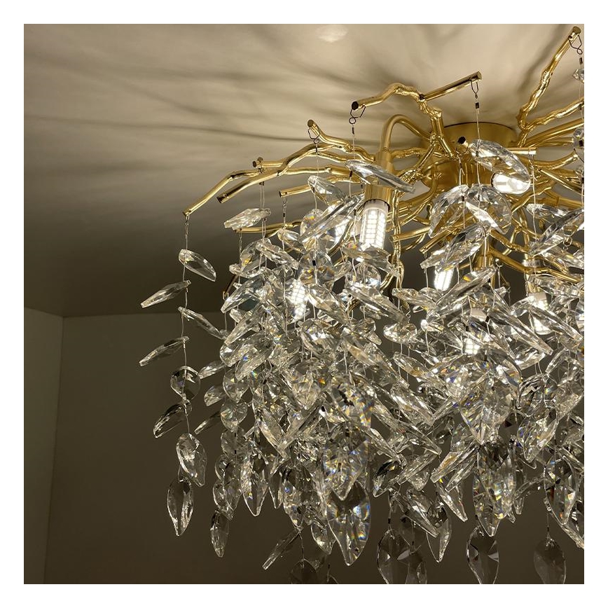 Loftlampe i krystal 9xG9/40W/230V guldfarvet