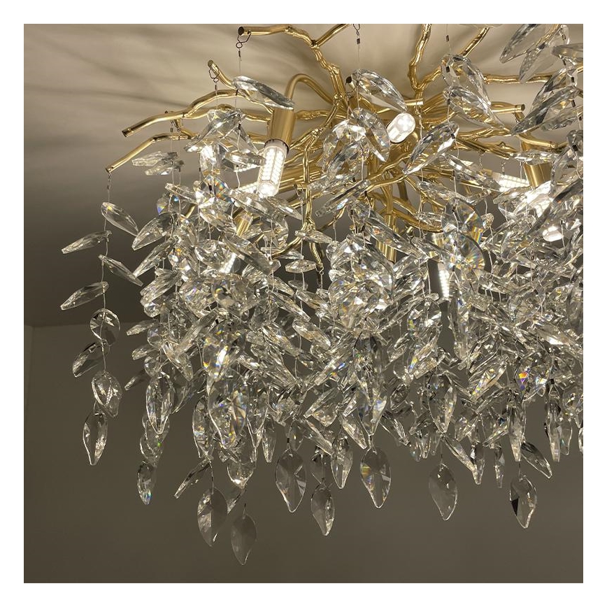 Loftlampe i krystal 9xG9/40W/230V guldfarvet