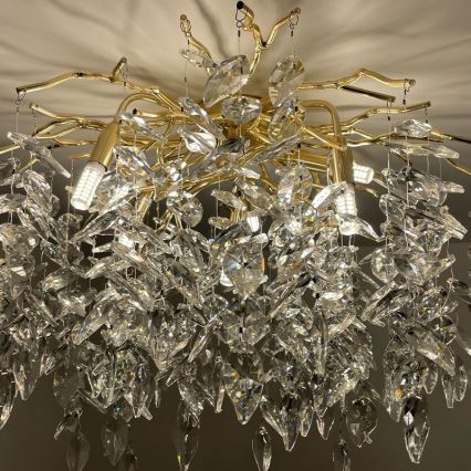 Loftlampe i krystal 9xG9/40W/230V guldfarvet
