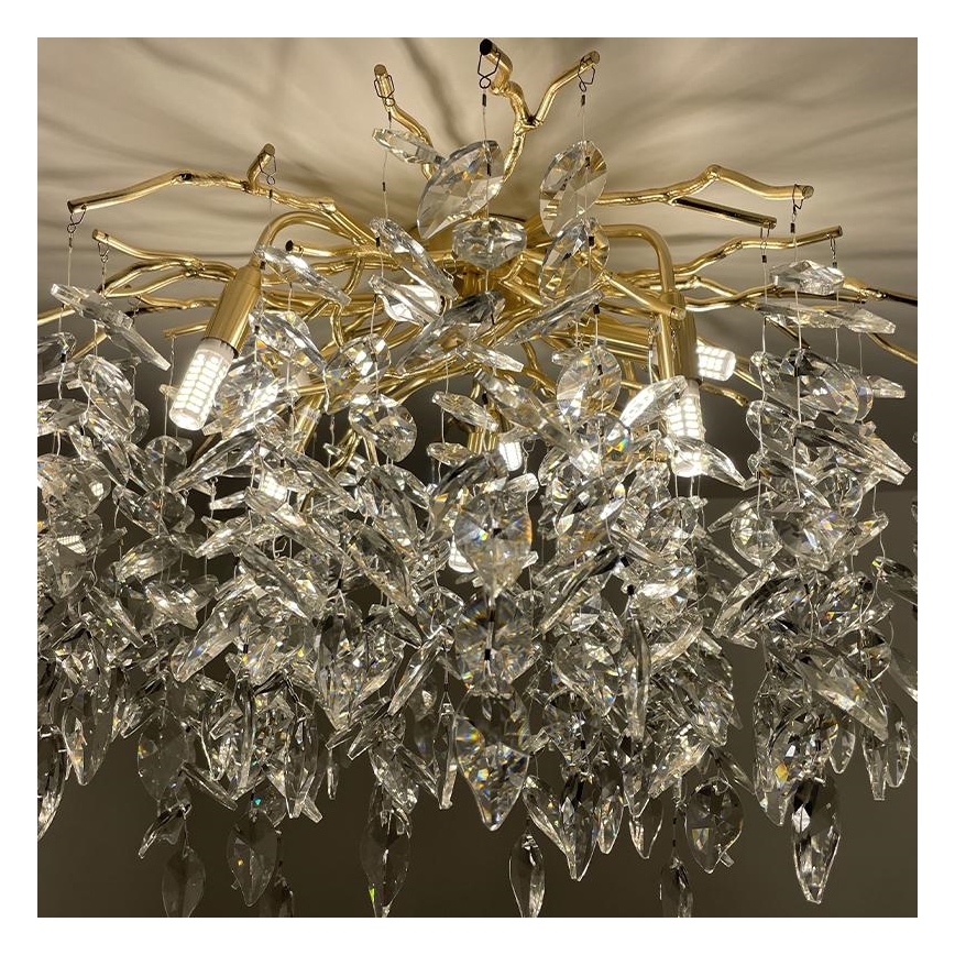 Loftlampe i krystal 9xG9/40W/230V guldfarvet