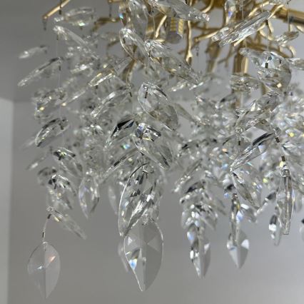Loftlampe i krystal 9xG9/40W/230V guldfarvet