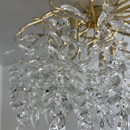 Loftlampe i krystal 9xG9/40W/230V guldfarvet