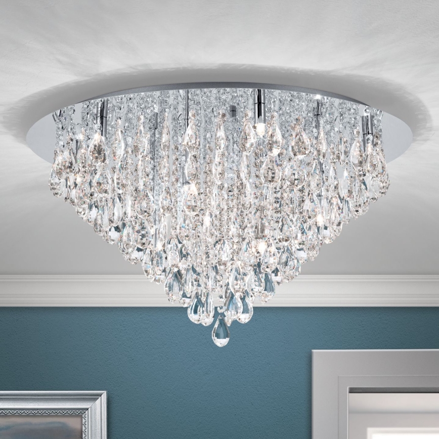 Loftlampe i krystal CELESTE 12xG9/40W/230V diameter 75 cm skinnende krom