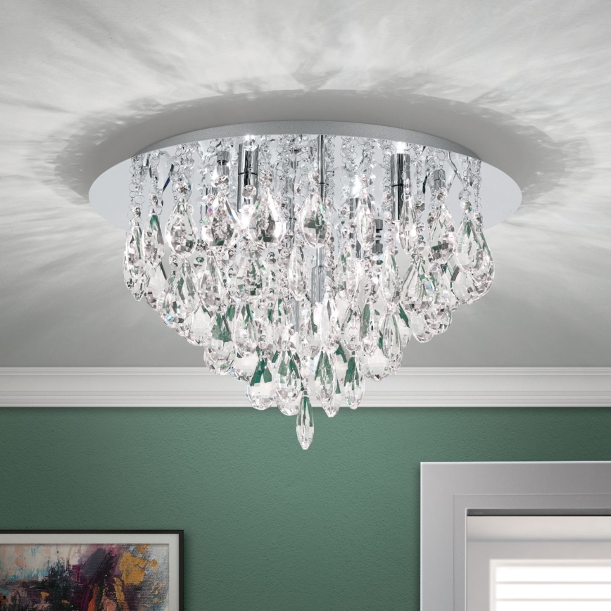 Loftlampe i krystal CELESTE 6xG9/40W/230V diameter 45 cm skinnende krom
