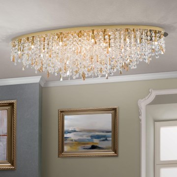 Loftlampe i krystal CRYSTALRIVER 21xG9/40W/230V guldfarvet