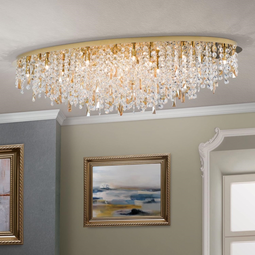 Loftlampe i krystal CRYSTALRIVER 21xG9/40W/230V guldfarvet