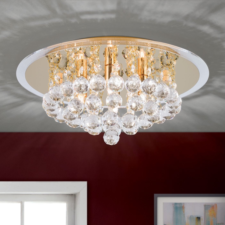 Loftlampe i krystal GLORIA 4xG9/40W/230V diameter 38 cm guldfarvet