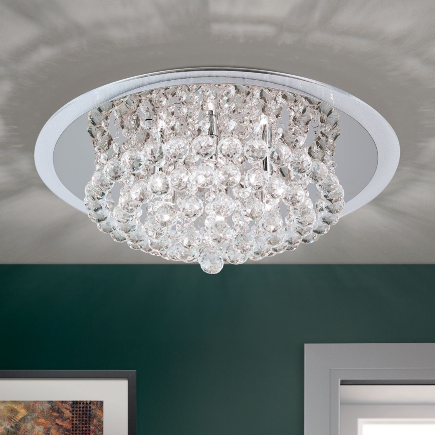 Loftlampe i krystal GLORIA 6xG9/40W/230V diameter 50 cm transparent/skinnende krom