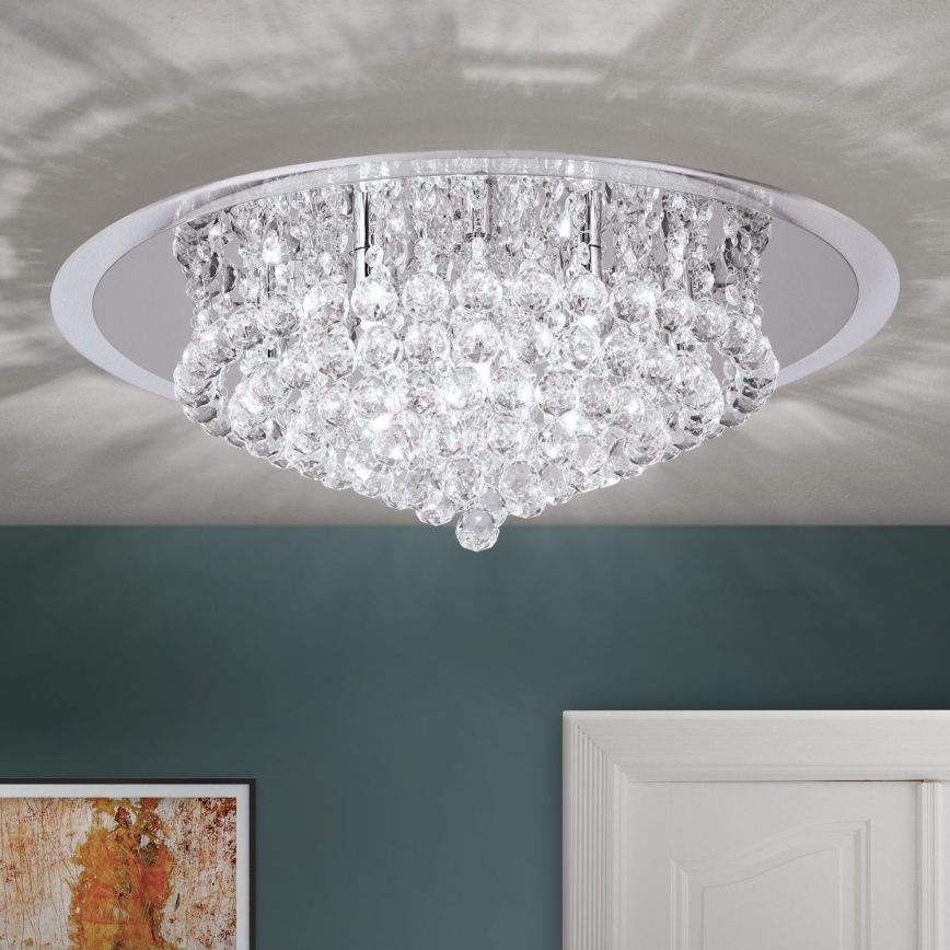 Loftlampe i krystal GLORIA 9xG9/40W/230V diameter 62 cm transparent/skinnende krom